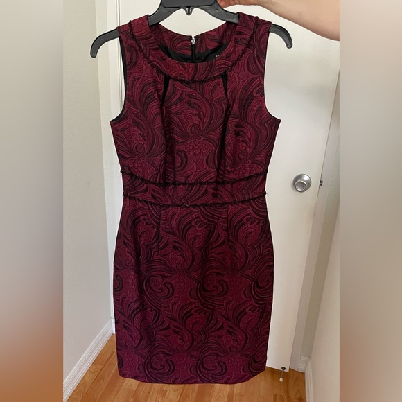 Tahari burgundy dress with beading - Picture 2 of 4